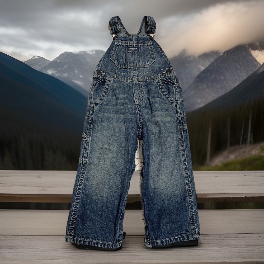 Oshkosh B'Gosh Bib Overall 24‎ M Blue Med Wash Denim Classic Unisex Piece